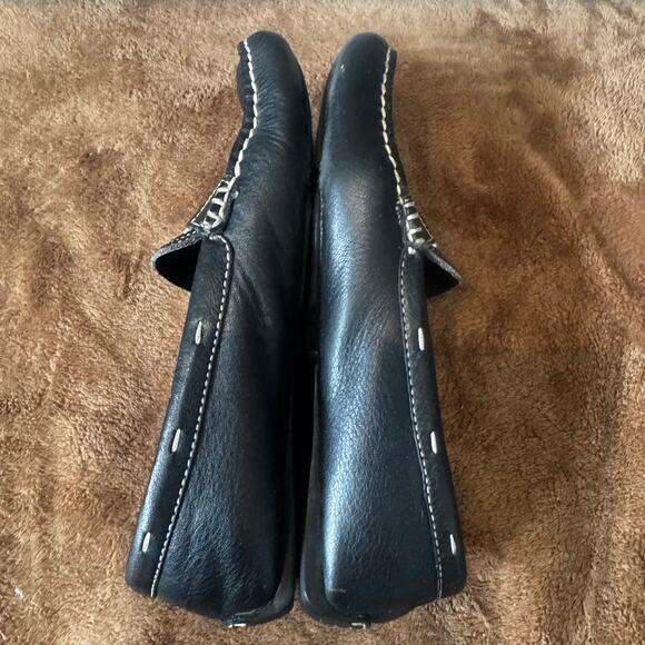 Anne Klein Women’s Black Leather Loafers Size 6.5 Silver Buckle Office - Picture 5 of 9